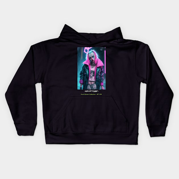 KryptoZin Punk Women #15 Kids Hoodie by KryptoZin